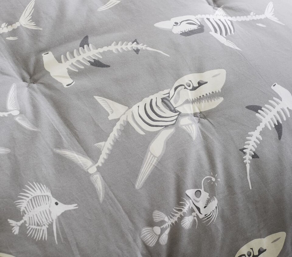Shark Bones GlowintheDark Comforter & Pillowcases Pottery Barn